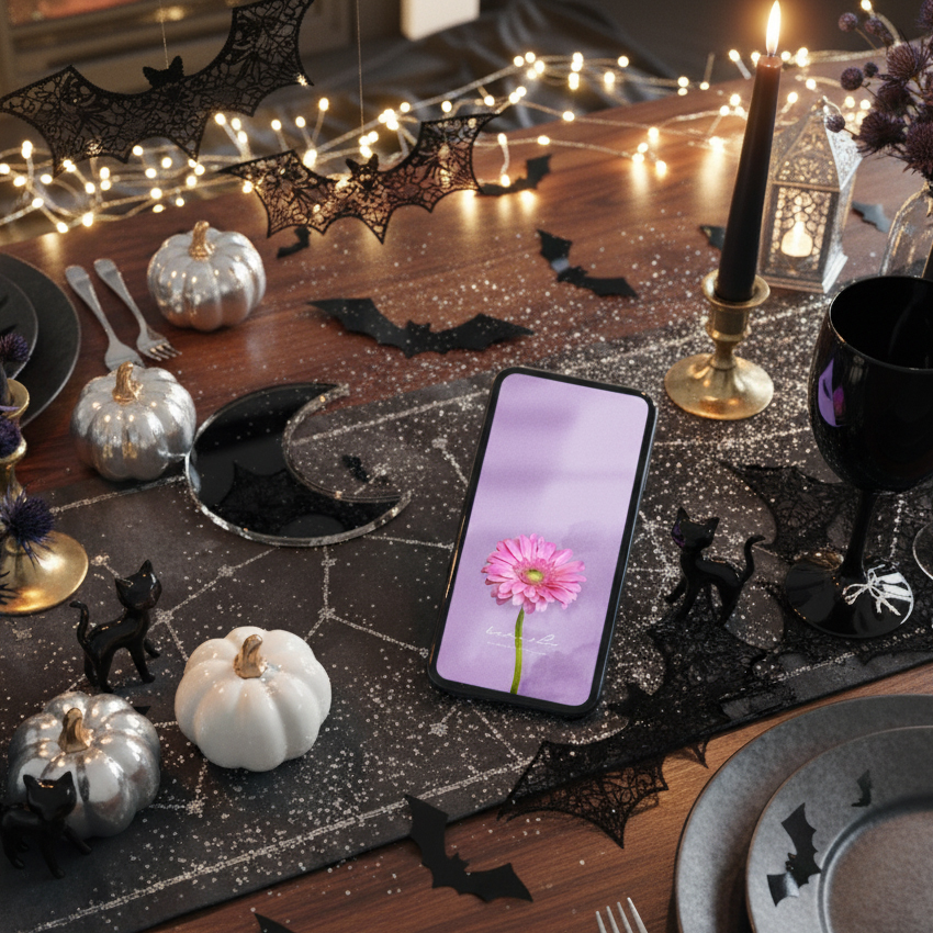 🎃【ハロウィン×開運日】一粒万倍日＋神吉日＋大明日🌕背景色💜愛を咲かせるピンクガーベラ💐