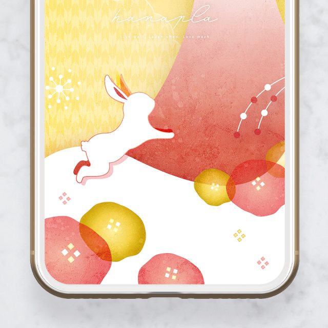 【開運飛躍の満月うさぎと赤富士ゴールド】🐇✨黄金の月と赤富士が導く、幸運と金運の飛躍待ち受け🌕💫