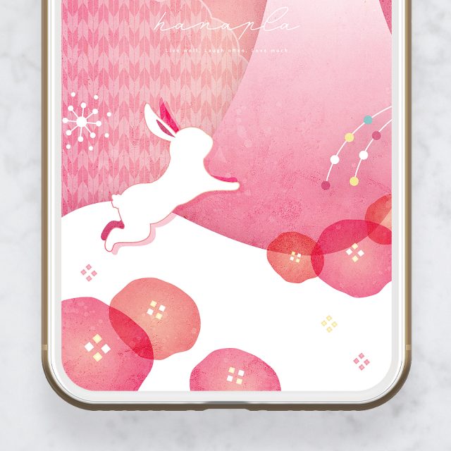 【開運飛躍の満月うさぎと赤富士ピンク】🐇🌕黄金の月とピンクの空に跳ねるうさぎ✨幸運と愛を引き寄せる開運スマホ待ち受け💖
