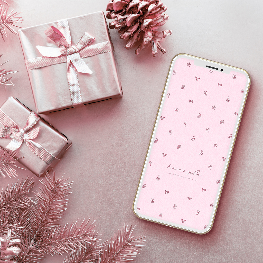 【小さな幸せピンクゴールド集めたクリスマス】🎀🌸愛と優しさがきらめく✨心を満たす幸運のスマホ待ち受け💖