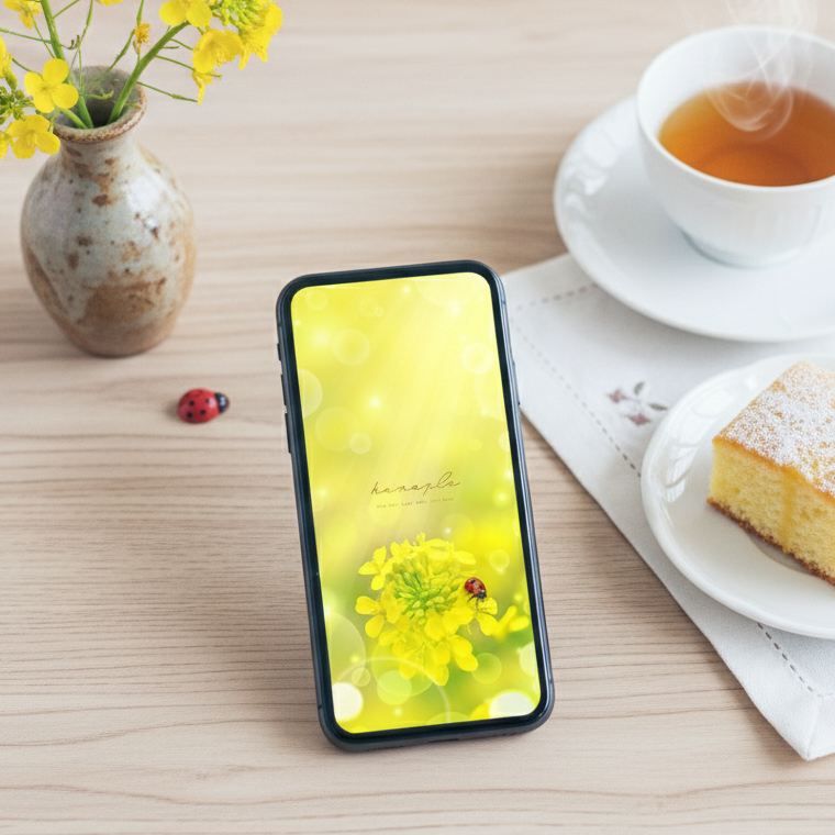 【菜の花とてんとう虫の幸せ日和】🌼🍀春の陽だまりに舞う光✨小さな幸運を運ぶ開運スマホ壁紙💫