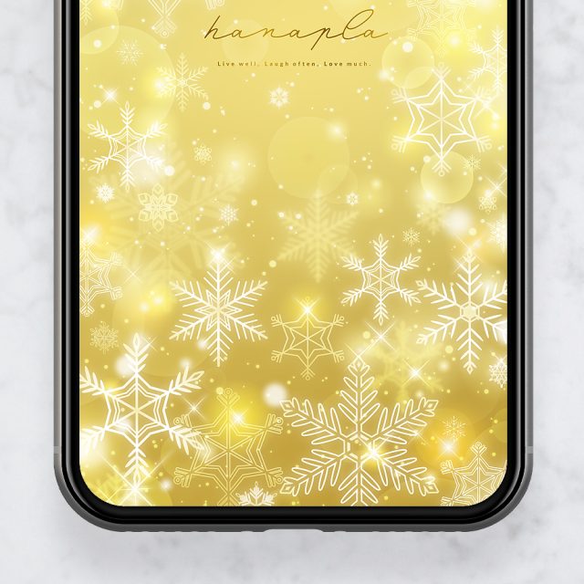 【幸運のゴールドスノー雪結晶】❄️✨黄金の光が運気を照らす…心を満たす幻想スノーフレークの開運スマホ待ち受け💫