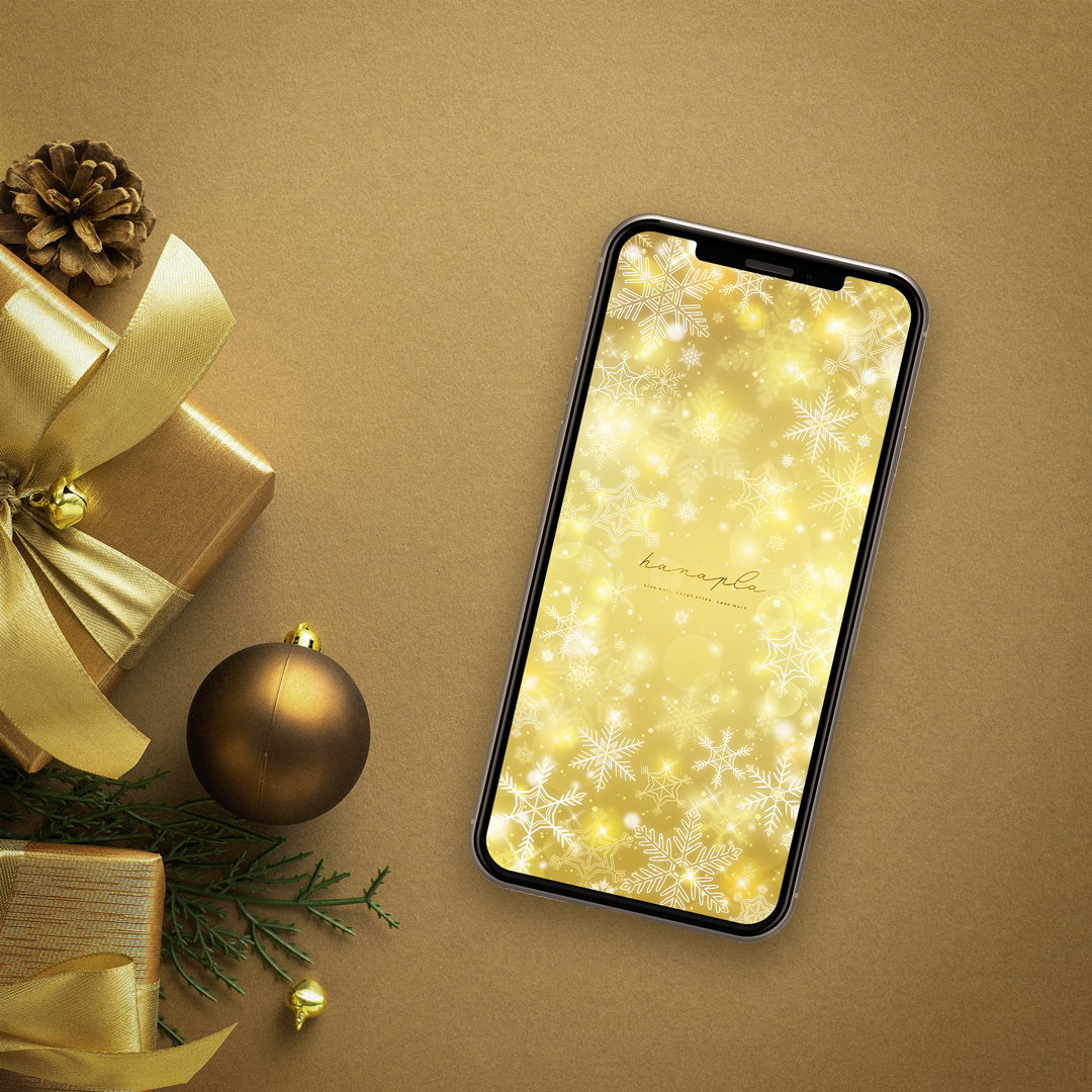 【幸運のゴールドスノー雪結晶】❄️✨黄金の光が運気を照らす…心を満たす幻想スノーフレークの開運スマホ待ち受け💫