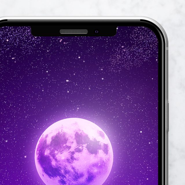 【パープルムーンと海の神秘】🌕💜夜空に揺らめく光の波✨直感と導きを授ける開運スマホ壁紙💫