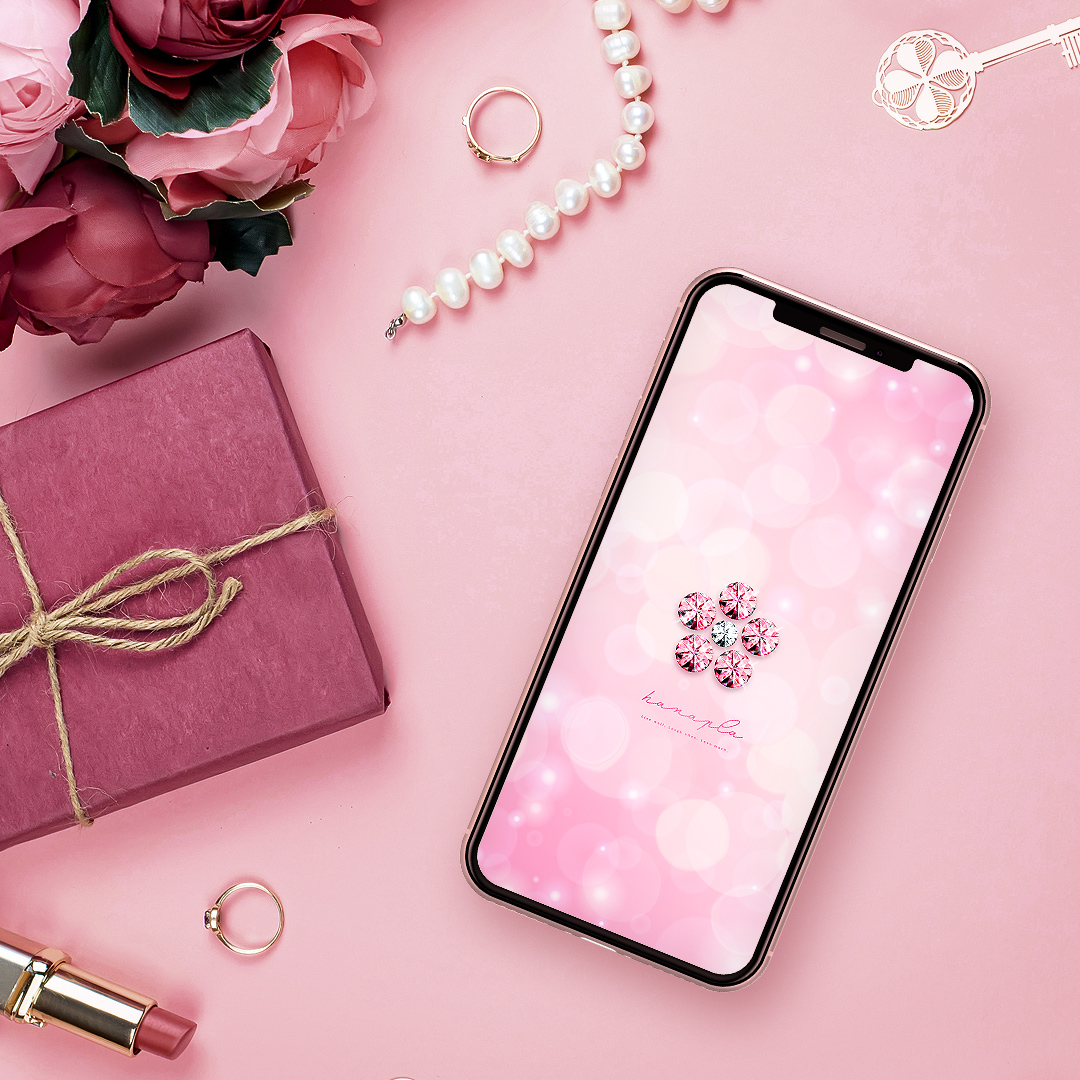 【桜色のサクラジュエリー】🌸ピンク×ホワイトの宝石が咲く✨幸せを呼び込む桜ダイヤの開運スマホ待ち受け💎