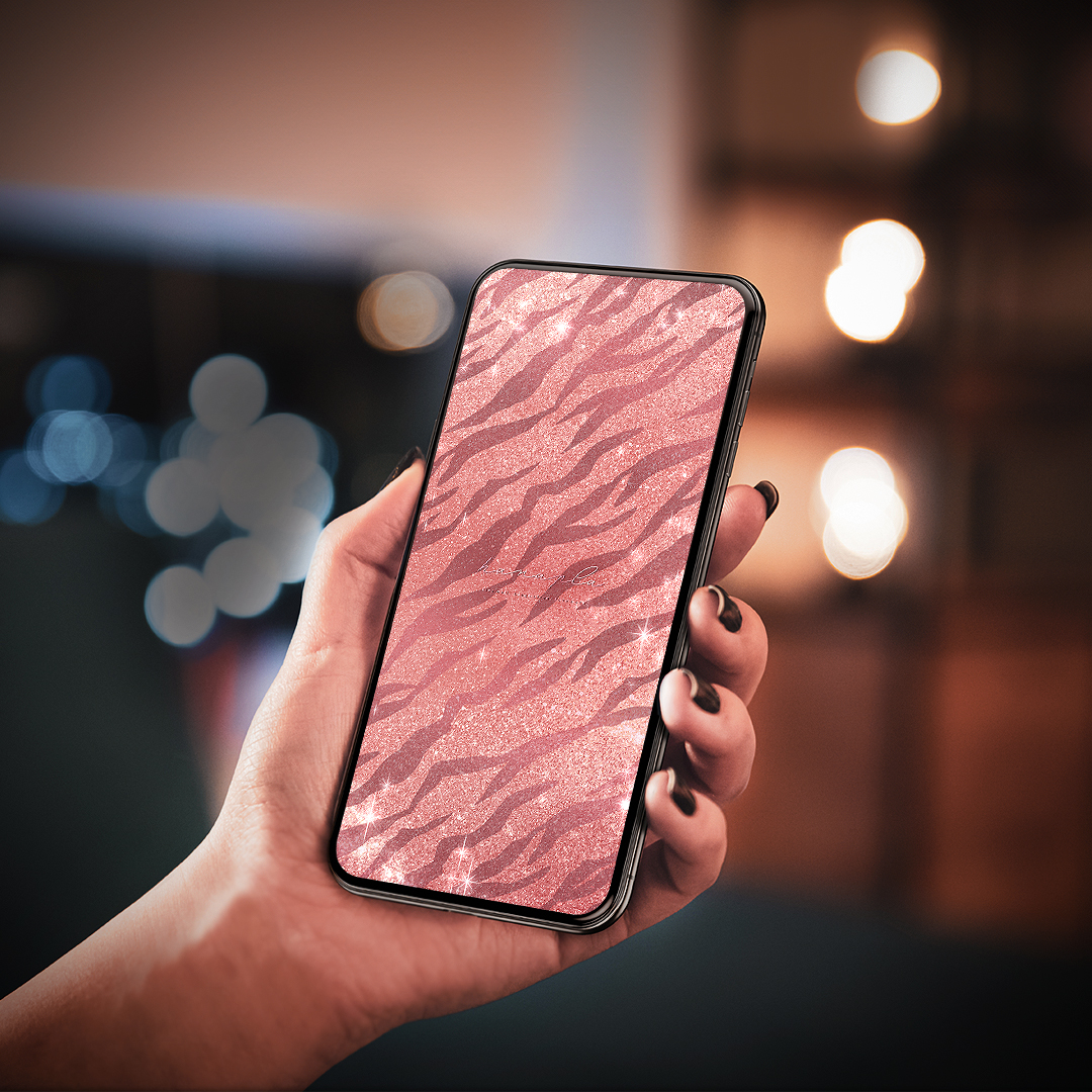 【煌めく金虎ラメの魅力運（ローズピンク）】🐯🌹ご縁・自信・内なる強さを引き出す✨上品な輝きで運気を整える大人の開運待ち受け🌟