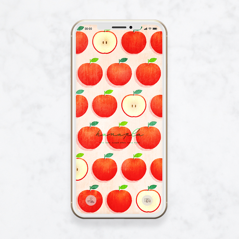 【りんごの待ち受け】赤いりんごのイラストが可愛いフルーツのスマホ壁紙