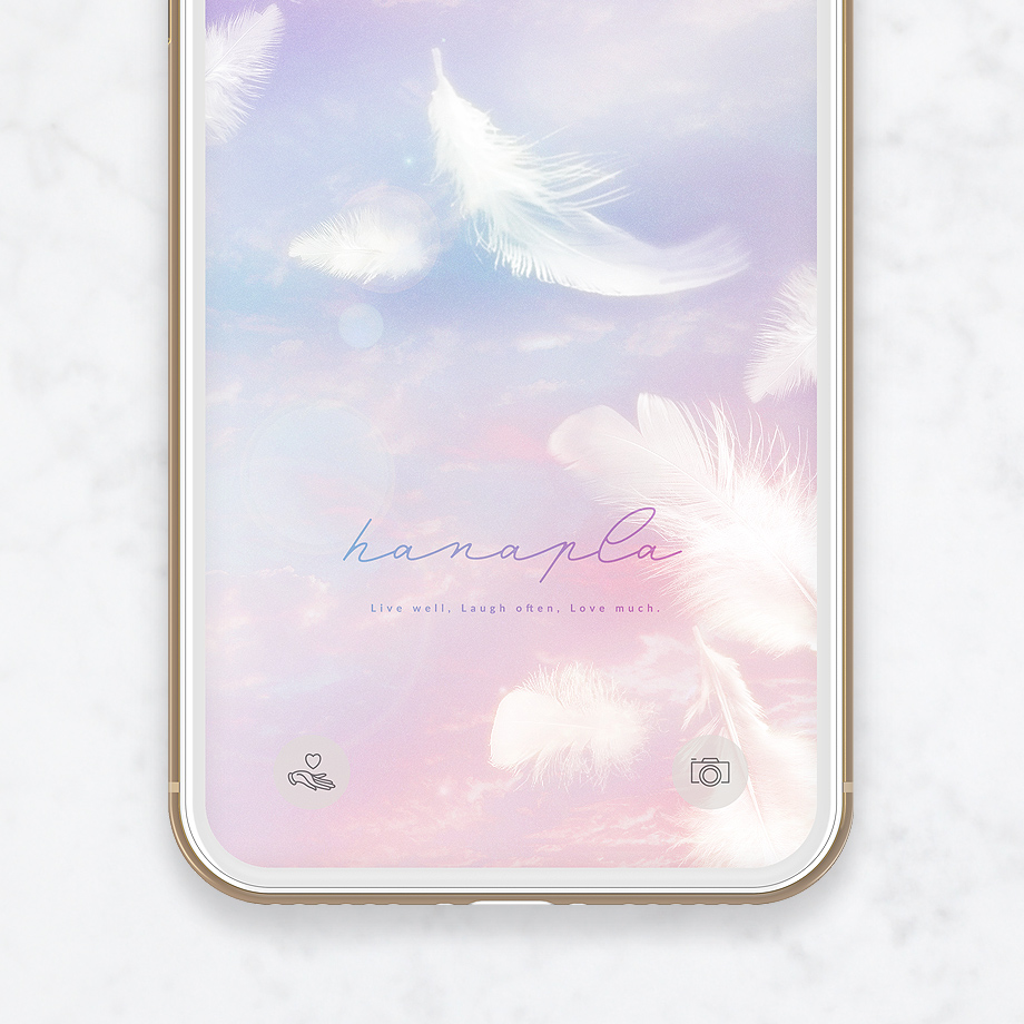 【天使のシンボル】運気上昇！ふわふわと白い羽根がピンクパープルの空を舞うおしゃれ可愛いスマホ壁紙