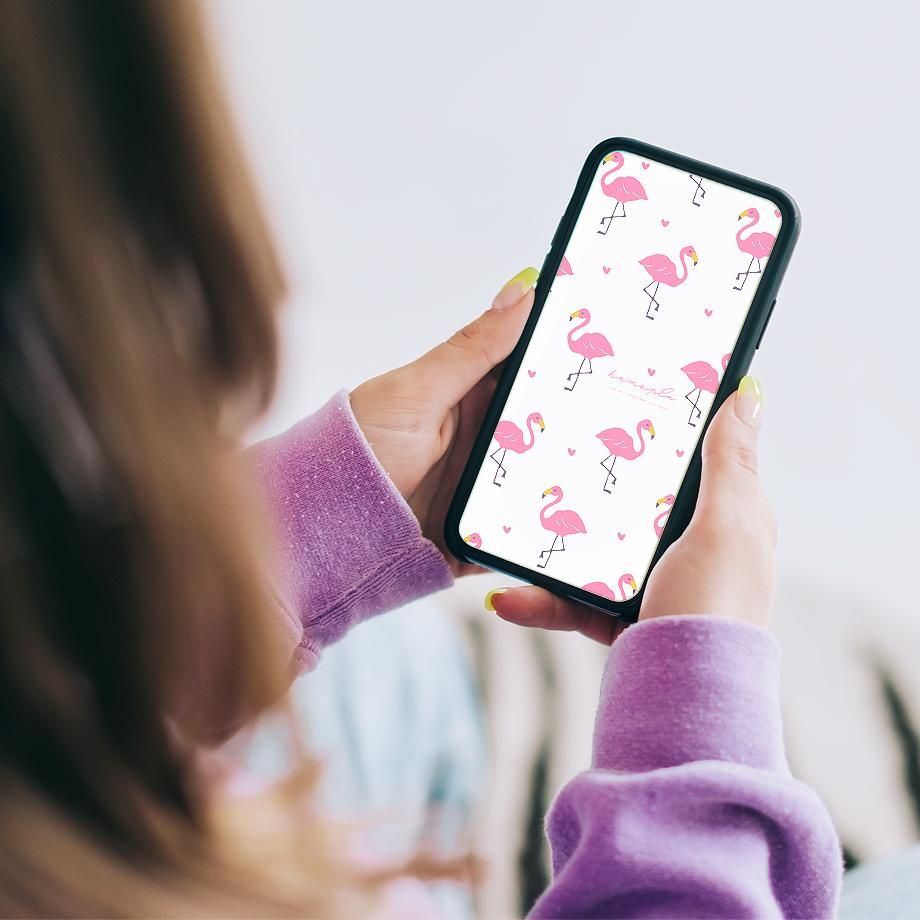 フラミンゴとピンクハートで恋愛運を高める！オシャレでかわいいスマホ壁紙