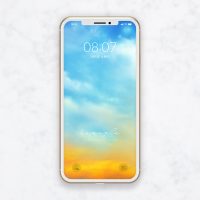 【空の待ち受け】青空と夕焼け空のグラデーションスマホ壁紙