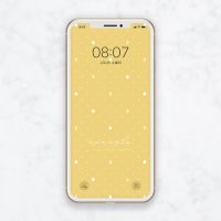 ハッピーイースターの待ち受け！春らしい黄色のドット柄スマホ壁紙