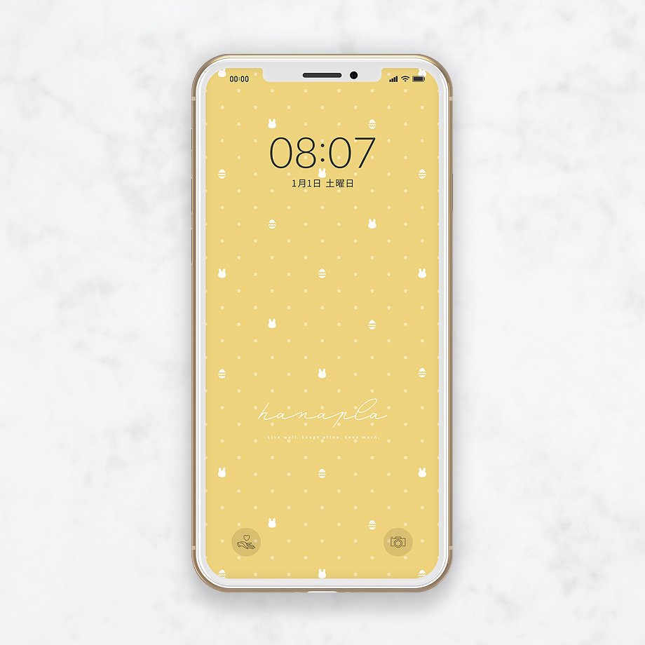 ハッピーイースターの待ち受け 春らしい黄色のドット柄スマホ壁紙 公式 待ち受け運気効果ハナプラ おしゃれ シンプル かわいい Iphone 高画質 スマホ壁紙