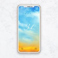 【数字31の待ち受け画像】金運アップ！青空と夕焼けの背景に31の数字が運気アップに