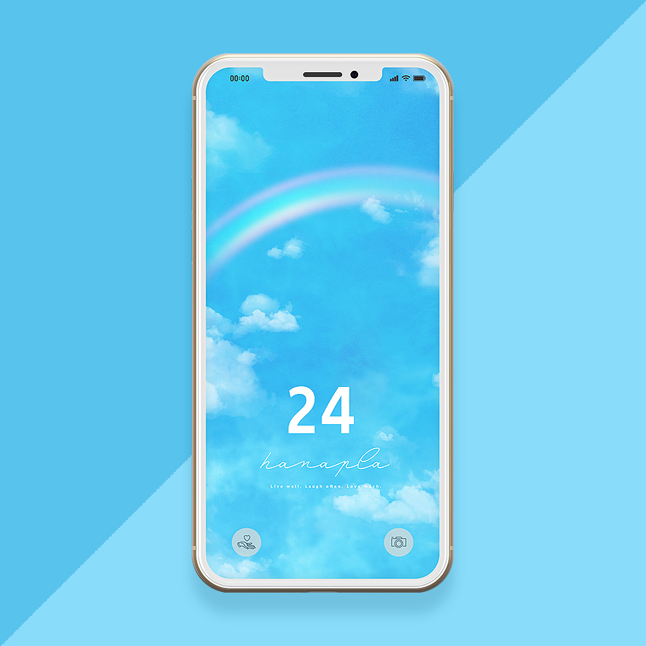 幸運数字24と虹のエネルギー 青空と白い雲に架かるレインボーがドラマチックなスマホ壁紙 公式 待ち受け運気効果ハナプラ おしゃれ シンプル かわいい Iphone 高画質 スマホ壁紙