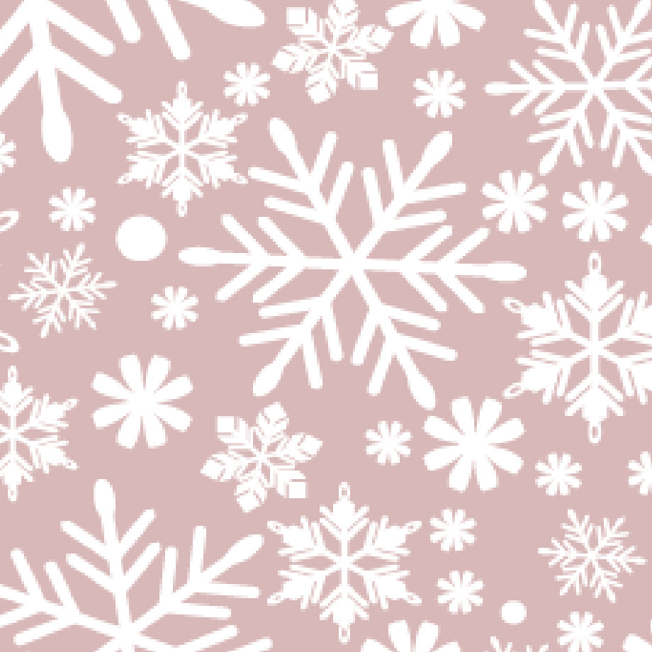 【雪の結晶の待ち受け】くすみピンク×ハート型のシンプルかわいい冬のスマホ壁紙