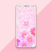 【幸運数字32】多くのチャンスや幸運を呼ぶ！キラキラ系ピンクガーベラの待ち受け画像