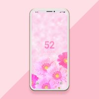 【才能開花】ひらめきで金運UP！数字52とキラキラ系ピンクガーベラの待ち受け画像