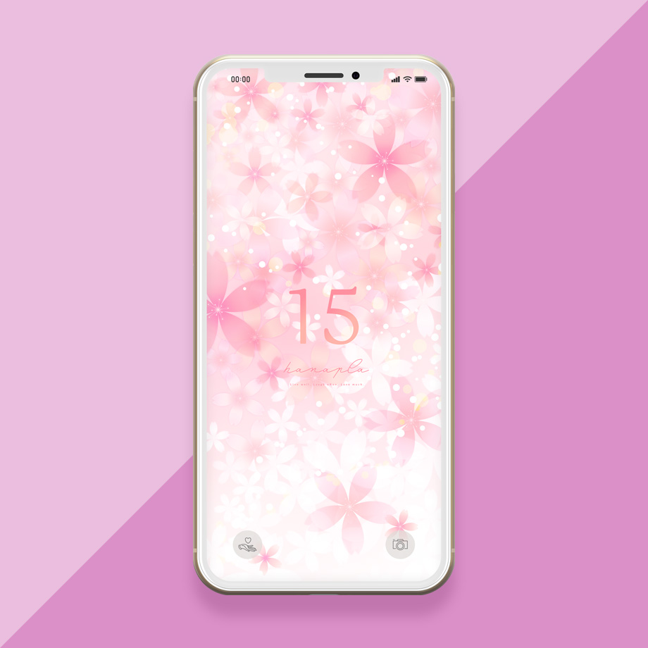 【桜数字15】春の数字開運！ふんわりとした美しい桜の花と数字15のスマホ壁紙